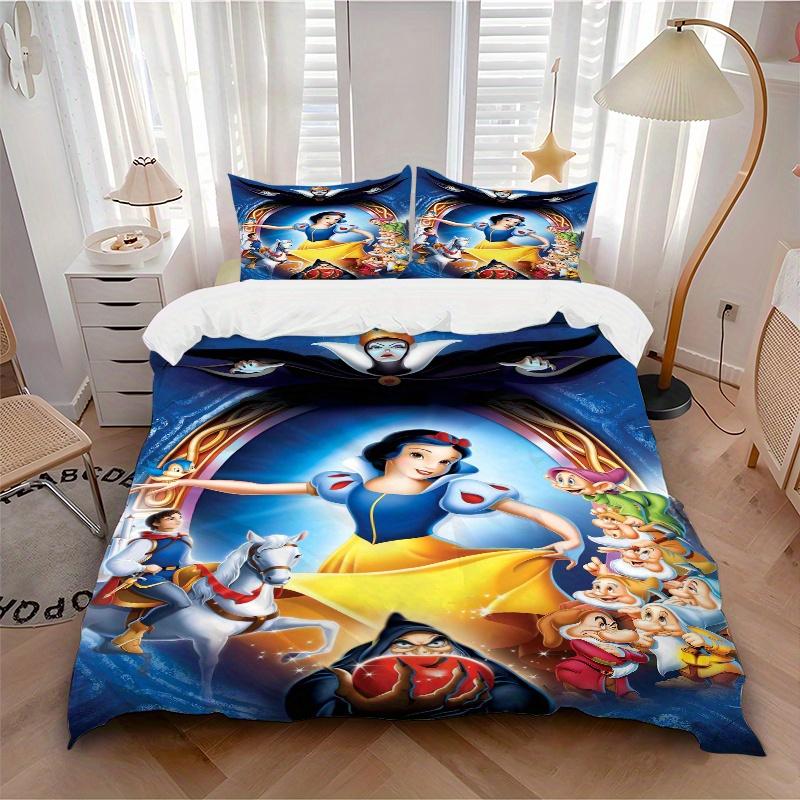 3pcs Snow White Animation Printed Quilt Set Soft and Comfortable Quilt Cover for Bedroom, Guest Room S091
