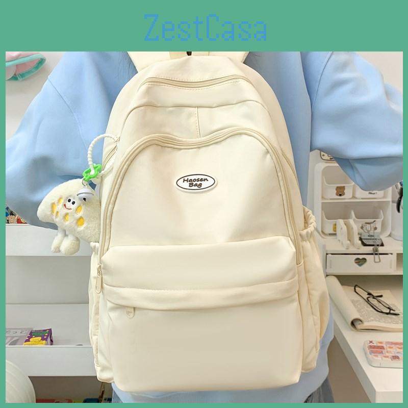 Color Solid University Backpack Polyester Material Adjustable Straps Cushion