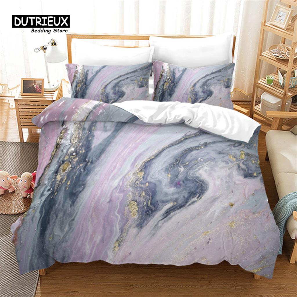Vibrant Durable King Twin Full Queen Quilt Marble Geometric Abstract Art For Adults Kids Girls Bedroom Decor