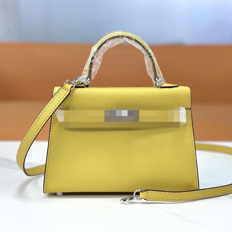 Second Generation Palm Print Cowhide Mini Small Keli Handbag 2025 New Bag Women's Commuter Versatile Shoulder Messenger Bag