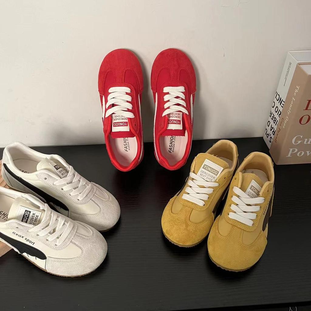 Leather breathable inner height increase racing German training shoes women's 2025 summer new models show feet small color matching sports Forr