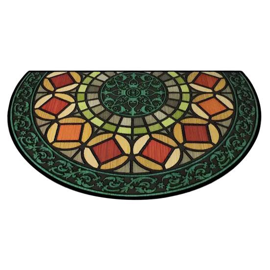 Floor Mat Semi-Circular Design 3D Illusion Rug Non-Slip Decorative Door Mat Entryway Living Room Bedroom Fade-Resistant Area Rug