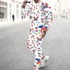 Men All Over Butterfly Floral American Flag Print Long Sleeve Sweatshirt And Drawstring Jogger Pants Two Piece Suit