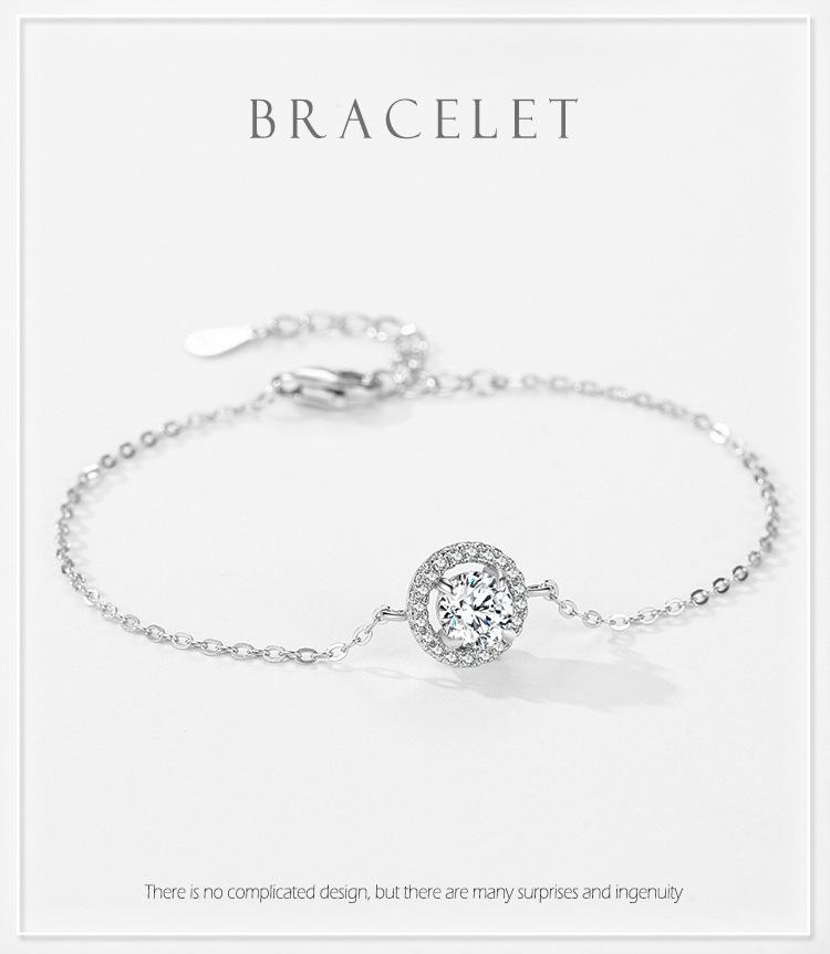 Moissanite 925 Sterling Silver Round Bracelet Fashion Affordable Luxury Full Diamond Bracelet Niche Design Wedding Gift