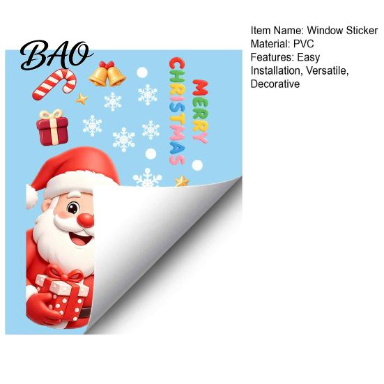 Waterproof PVC Decorations for Home Christmas Window Stickers, Static Decals with Santa Claus Reindeer Snowman Glass Doors Patterns, Festive