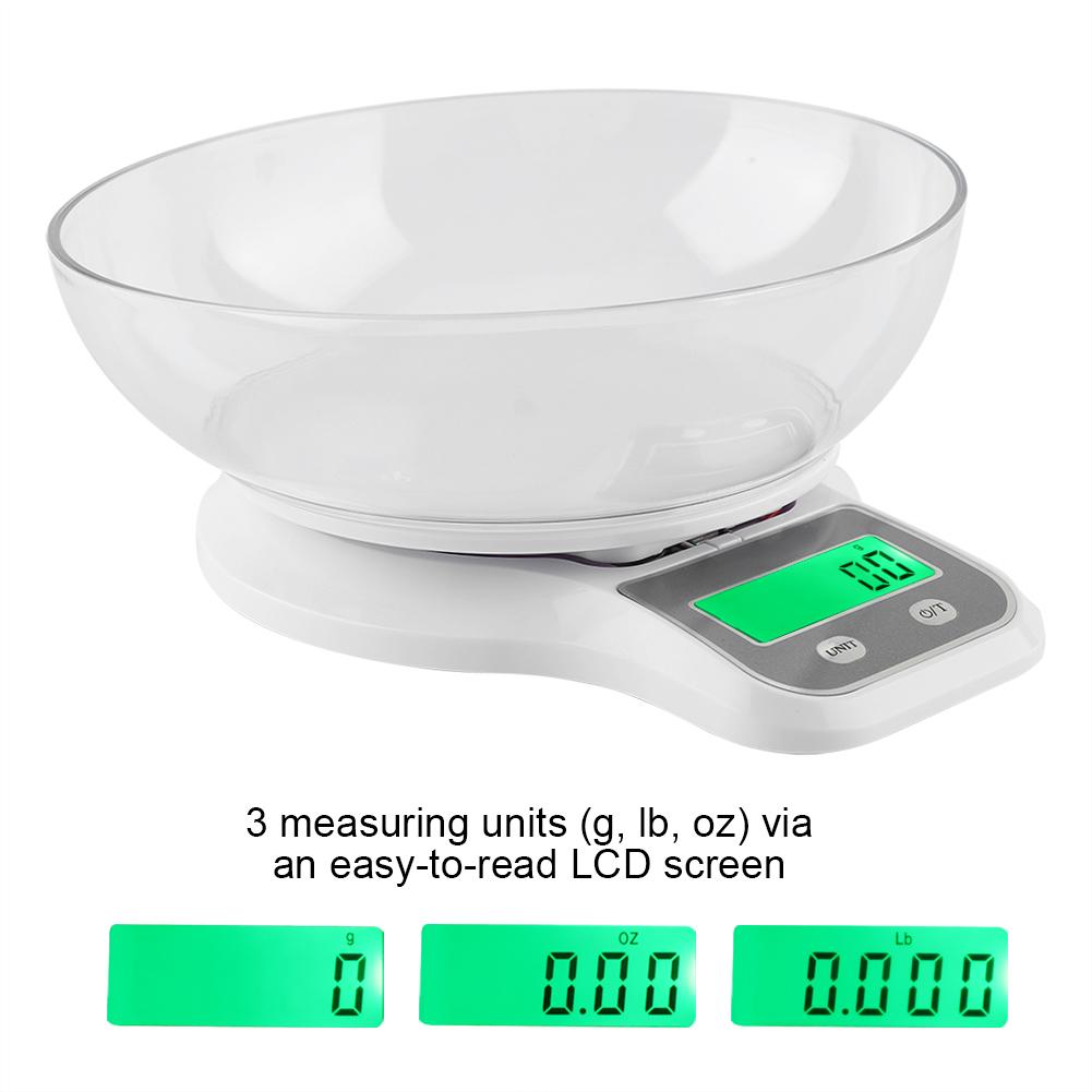 WH-B21LW Kitchen Food Scale Digital Cooking Multifunction Weight Scale with Bowl (White)