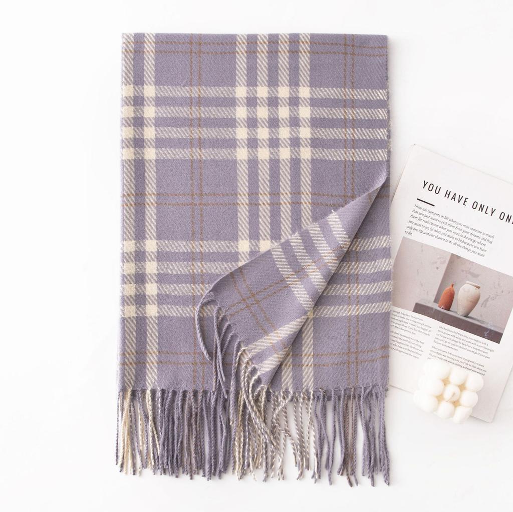 Autumn and Winter Fashion Versatile Plaid Women's Simple High End Imitation Cashmere Scarf To Keep Warm and Cold Proof Neck Scarf