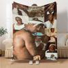 1pc 2PacHip Hop Blanket Soft Lightweight All Season Multi Purpose Throw for Sofa, Bed, Office & Picnics, French Style with Iconic Album Art & Quotes