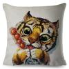 Cute Cartoon Animal Pillowcase Watercolor Animal Cushion Cover Living Room Bedroom Sofa Linen Decorative Pillowcase