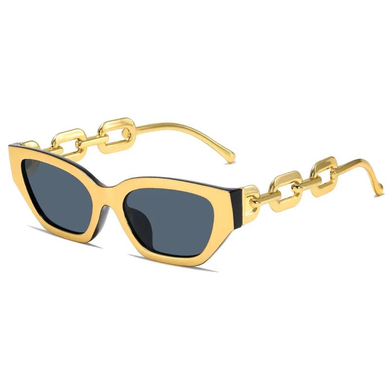 

Gold Chain Style Cat Eye Sunglasses Women Vintage Brand Designer Glasses Black Sunglasses for Women UV400