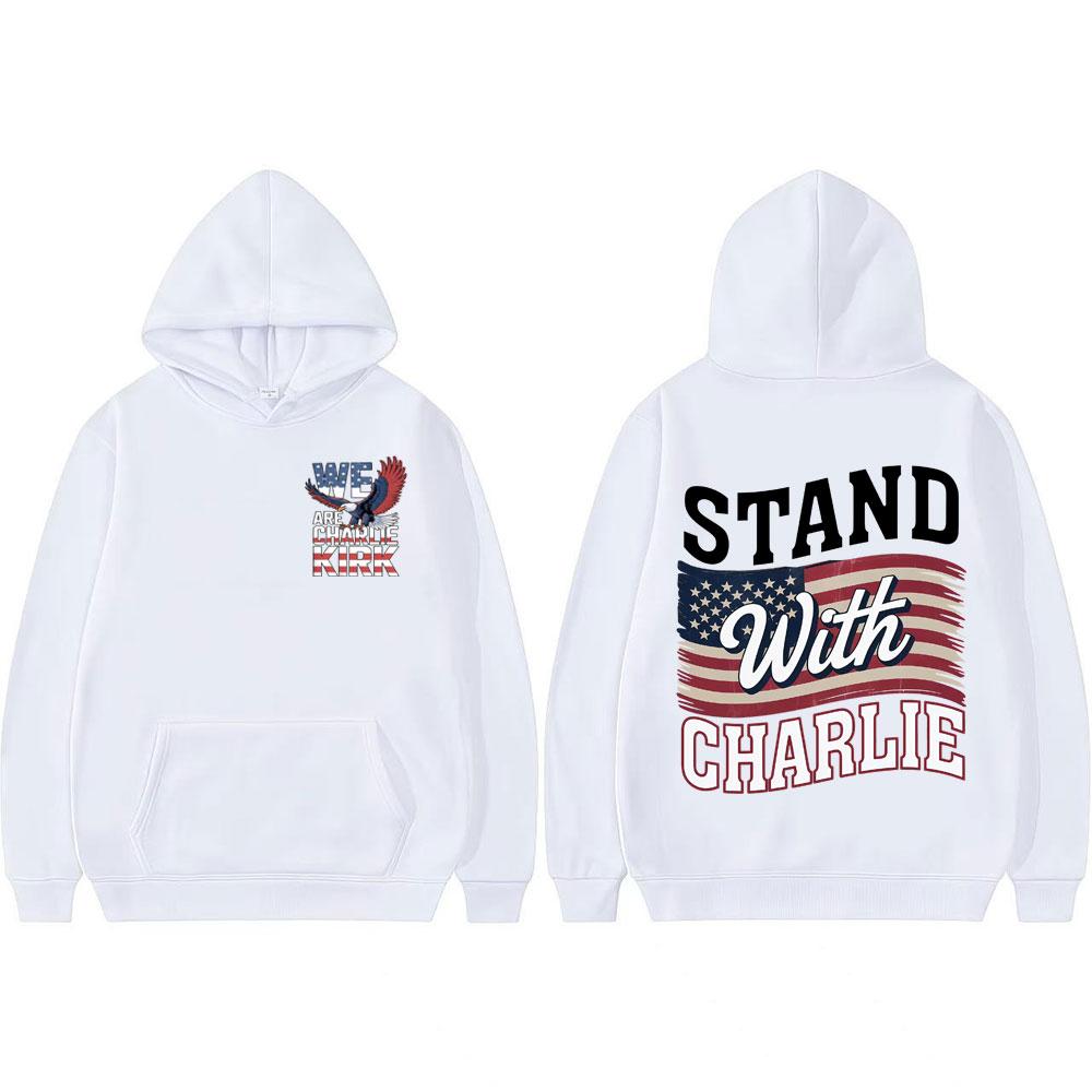 Stand with Charlie Kirk Double Sided Graphic Hoodie Men Women Clothing Vintage Oversized Hoodies Comfort Long Sleeve Sweatshirts