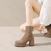 Fashion Women's Fashion Retro Suede Thick Soled High-heeled Boots 2025 Autumn New Back Zipper Design Comfortable Square Head Ankle Boots