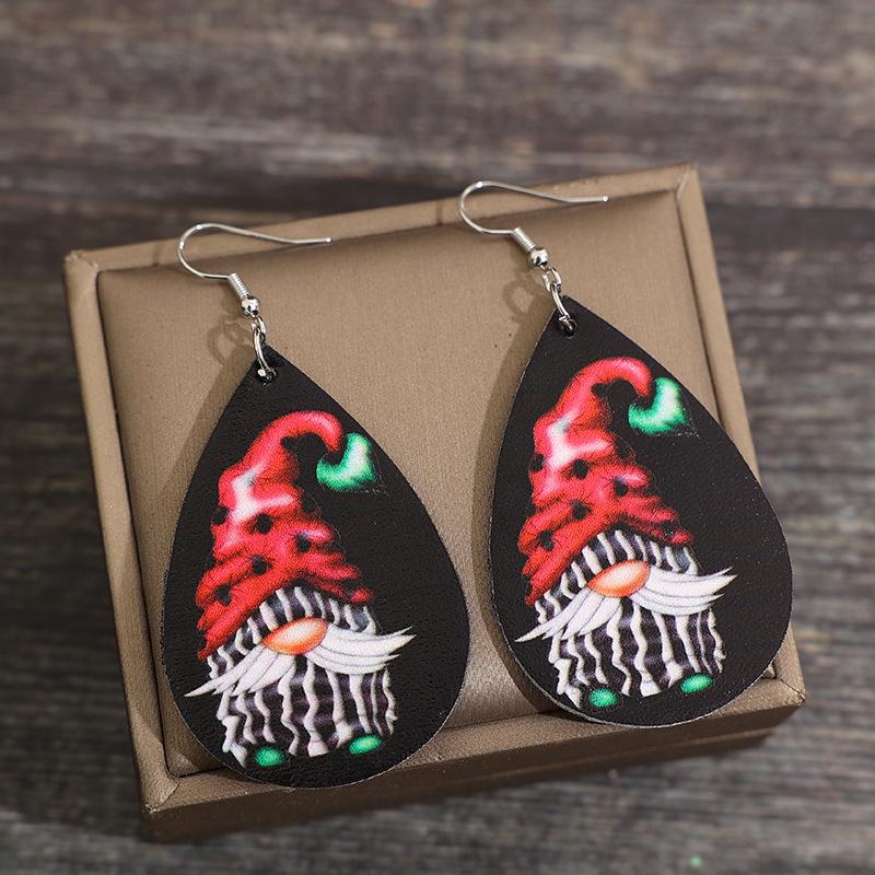 

Santa Claus Leather Dangle Earrings - European & American Christmas Jewelry