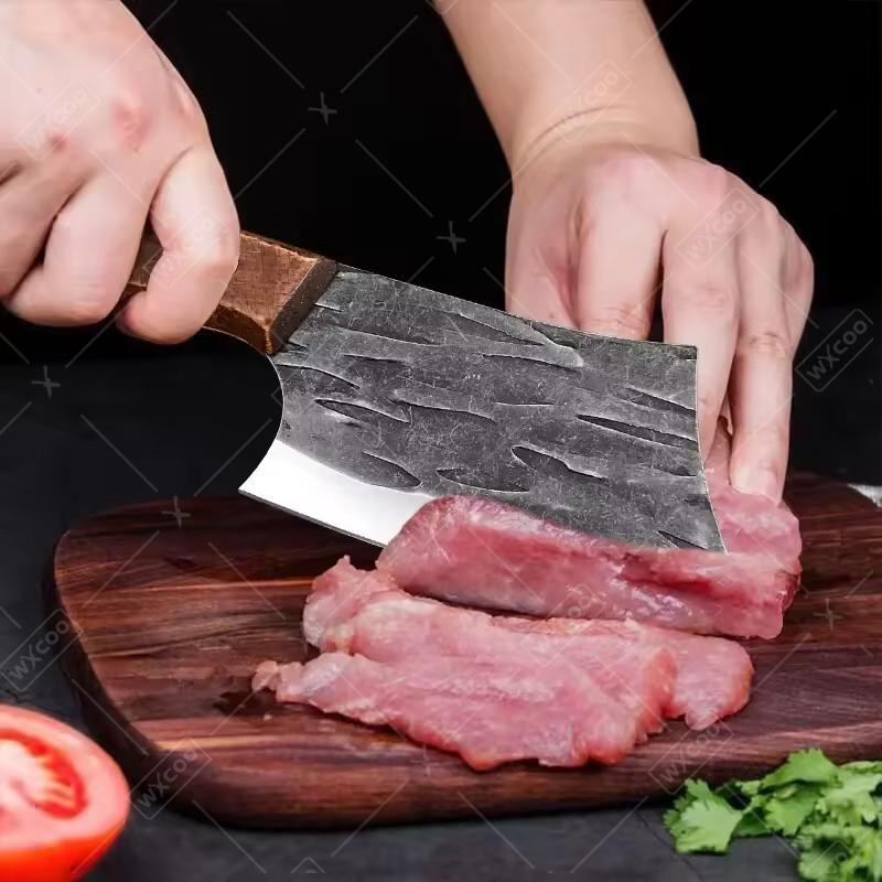 WXCOO Forged Butcher Knife Kitchen Chef Knife Stainless Steel Utility Knife Multifunctioanl Wooden Handle Fruit Slicing Househol