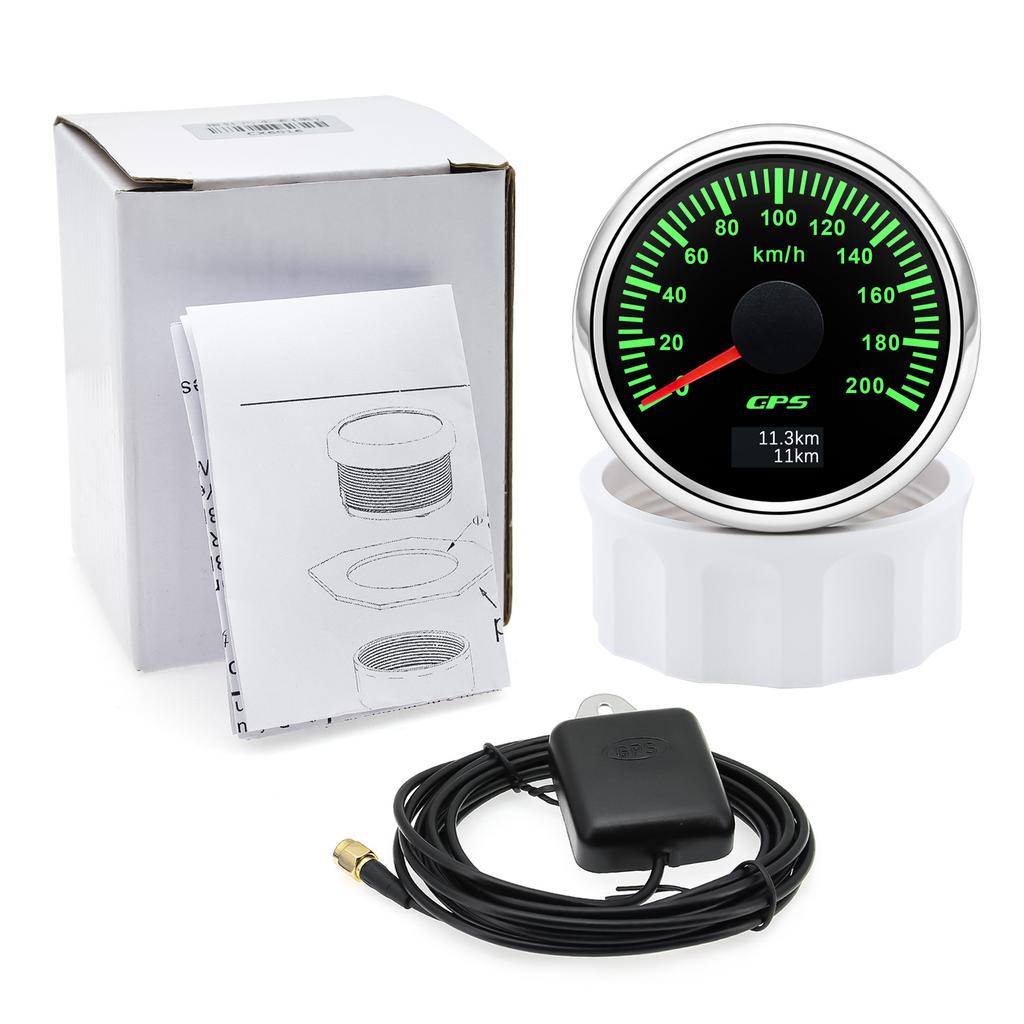52mm GPS Speedometer 30/60/80/120/200 KMH Speed Meter With GPS Antenna For  Marine Boat Car 7 Color Backlight Odometer 12V 24V
