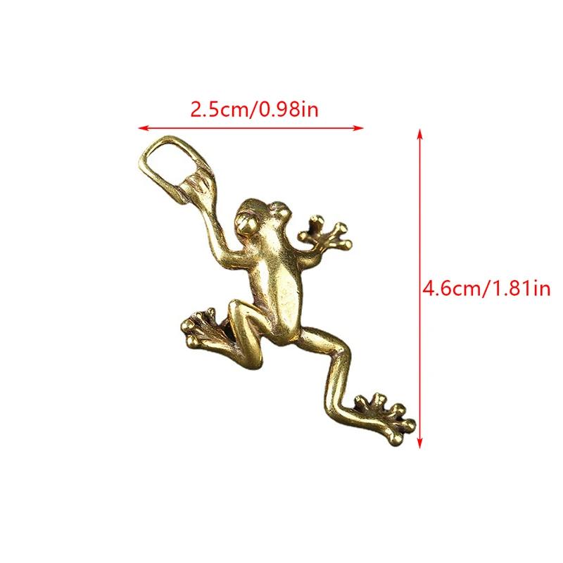 1PC Small Simulation Solid Brass Leaping Frog Statue Keychain Pendant Miniatures Figurines For Home Decor Desktop Car Keychain