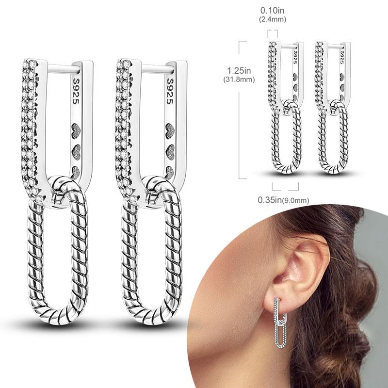 Women Earring 925 Silver Hoop Earrings Love Heart Butterfly Drop Earring Stud For Women Girls Party Jewelry Gifts