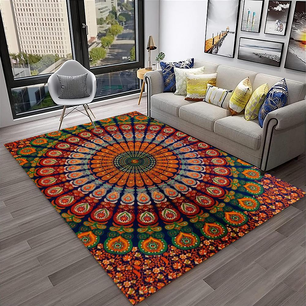 3D Mandala Bohemia Geometric Carpet Rug for Home Living Room Bedroom Sofa Kitchen Doormat Decor,Kid Area Rug Non-slip Floor Mat