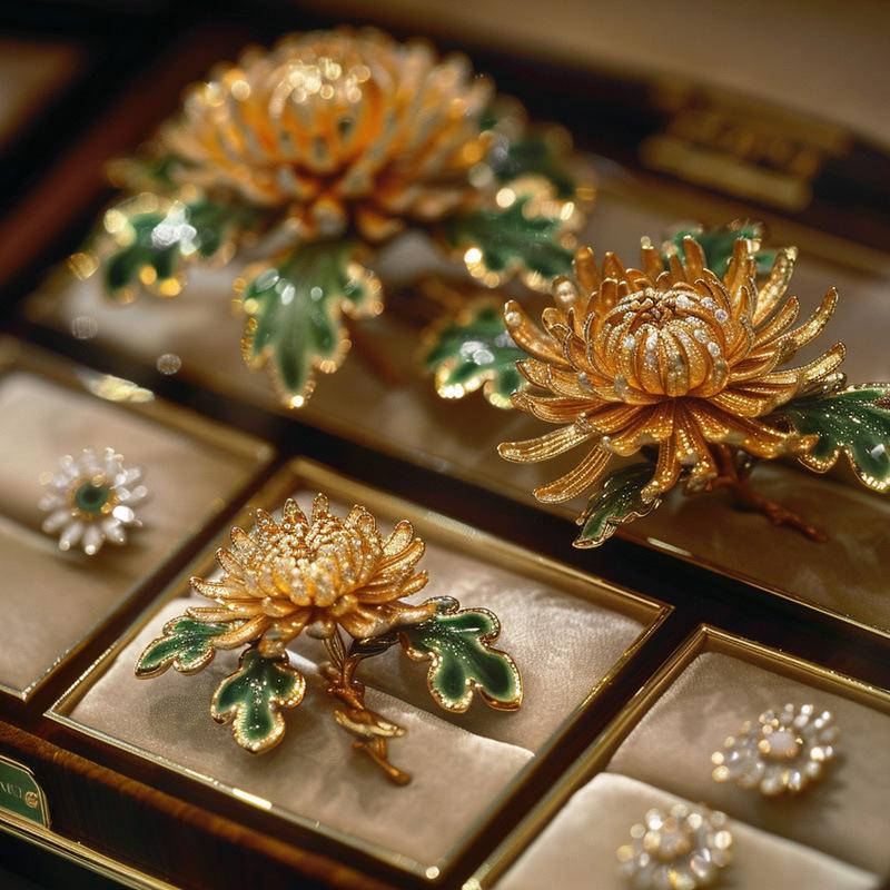 Bo Xin Yun Elegant Chinese-Style Chrysanthemum Brooch: High-Class Qipao Accessory