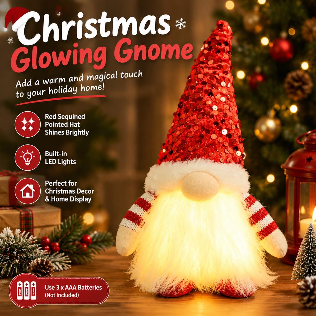 Glowing Gnome Figurine American Country Style Christmas Indoor Decor