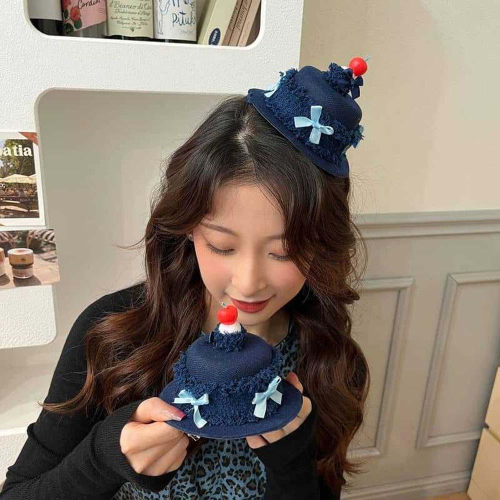 Korean Style Birthday Cake Hairpins Hat Sweet Cherry Top Hat Hair Clip  Photography
