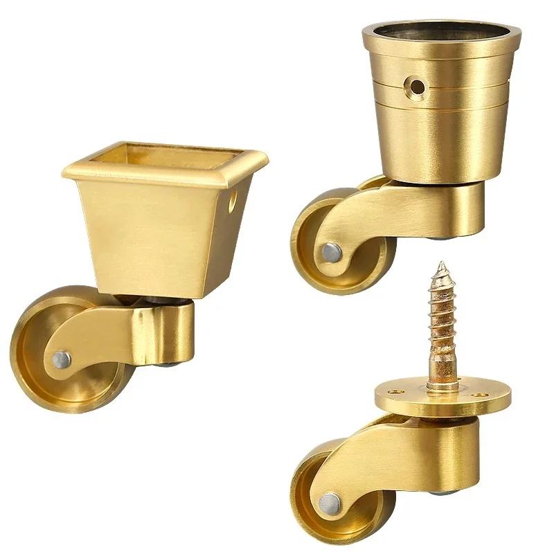 4 Pièces Roulettes Universelles en Laiton Multi-tailles Roulettes Renforcées Silencieuses Pour Pieds de Meubles Canapé Chaise Armoire Établi