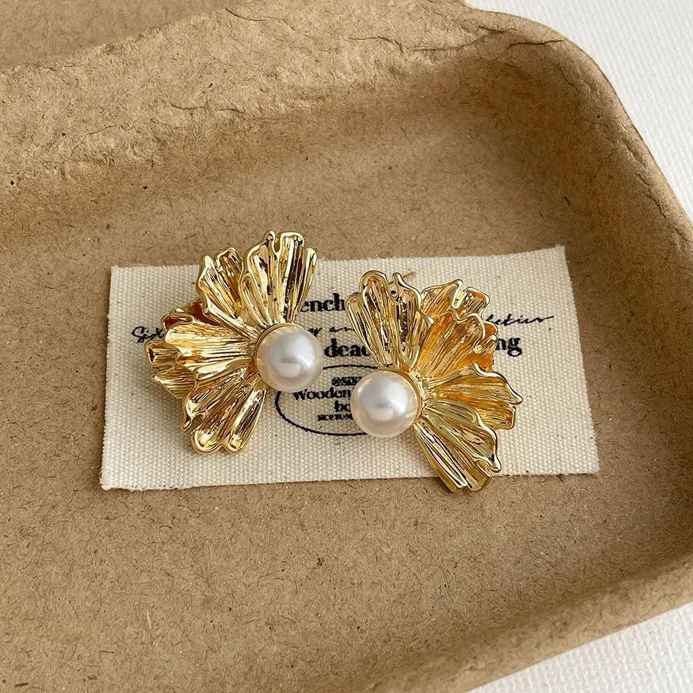 Exaggerated Metal Glossy Irregular Distorted Geometric Large Earrings for Women  Fashion Personality Party Vintage Zircon Gifts