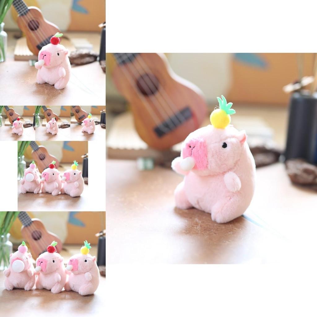 Charming Capybara Plush Keychain Cute Bubble Blowing Stuffed Animal With Soft Short Plush In Pink Yellow Red