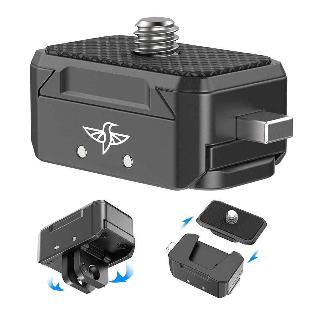 Aluminum Quick Release Mount Adapter Base with Mount Plate Magnetic Action Camera Mount Universal 1 4 Inch Interface