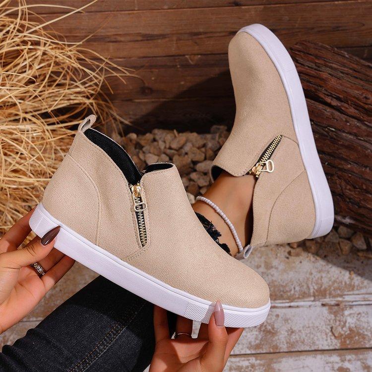Damenschuhe in Übergröße mit hohem Schaft Herbst Winter Neu Bequem Mode Rutschfest Ballerinas Outdoor Höhenerhöhung Freizeitschuhe