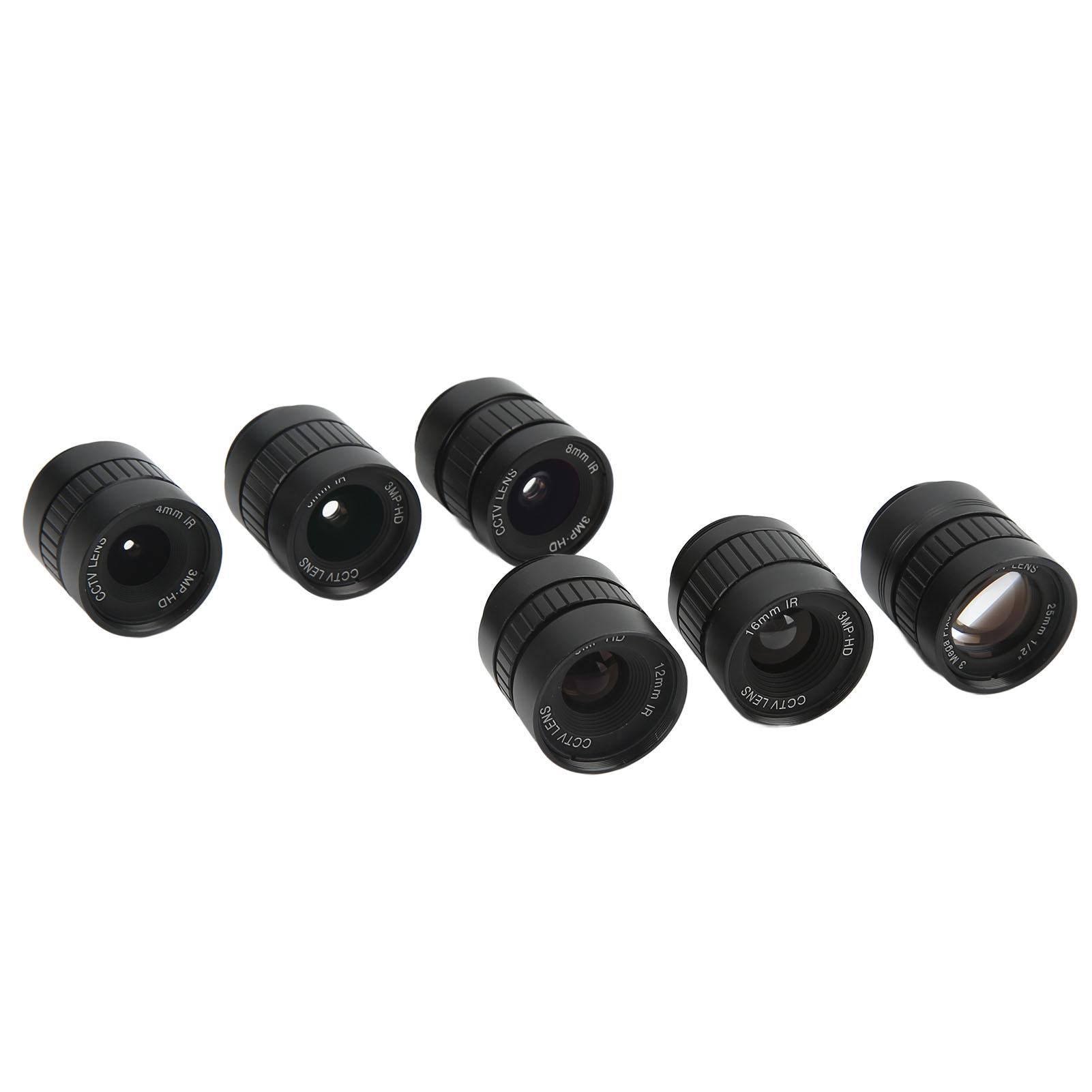 

6pcs CS Mount Lens Kit 4mm to 25mm Focal Length 3MP Manual Aperture for Digital Camera