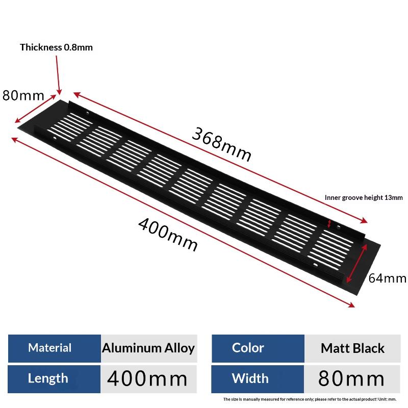 1Pcs Household Air Vent Grille Wall Ventilation Cover Wardrobe Parts 50/60/80mm*150-500mm Aluminum For Cupboard DIY Accessories