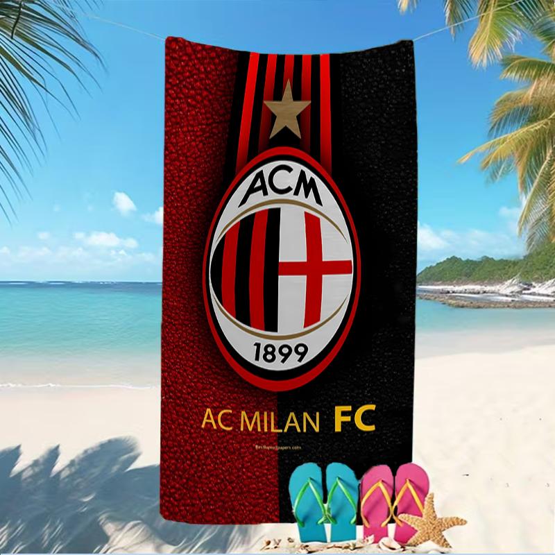 Beach Towel with Associazione Calcio Milan Pattern - soft,absorbent,machine washable Lightweight&Modern,swimming,Travel Essentials