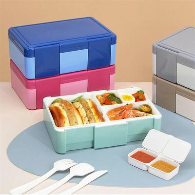 Bento obedár pre deti s lyžičkou, vidličkou, priehradkou, zapečatené obedáre, ohrev v mikrovlnnej rúre, bento box pre batoľatá, bento nádoby