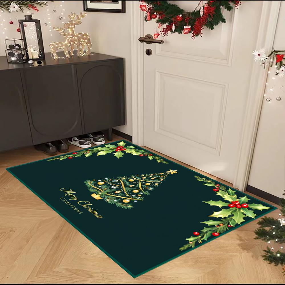 Christmas Crystal Velvet Carpet Entry Door Household Carpet Is Non-Slip, Dirty And Washable