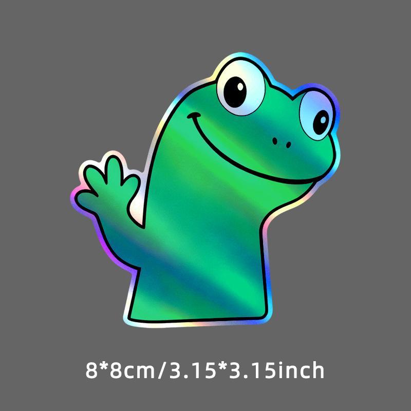 1Pcs Holographic Wave Lizard Vinyl Decal, Rainbow Waterproof For Rear Window, Helmet & Laptop Decor