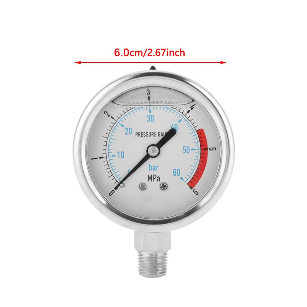 0 60Bar 0 6Mpa 1 4  NPT 60mm Dial Air Hydraulic Water Pressure Gauge Meter