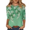Women's Fashionable Casual Three Quarter Sleeve Printed Round Neck Top