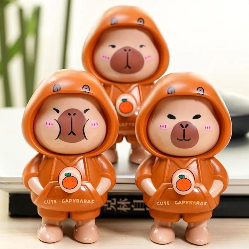 Capybara Press Face Doll Keychain Quirky Doll Cartoon Handpiece Small Ornaments Children's Gifts Cute Bag Charm