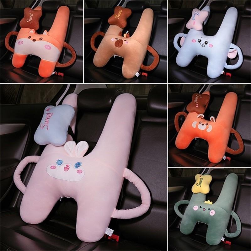 Plush Toy Car Headrest Pillow Cartoon Kid Sleep Support Comfort Children Cushion