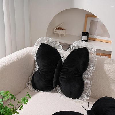 Butterfly Throw Pillow Cuddly Butterfly Pillow with Lace Ruffle Decorative Sofa Couch Pillow for Home Living Room Bedroom Decor