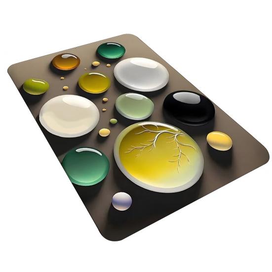 3D Optical Illusion Rug Pebble Stone Visual Illusion Doormat Non-Slip Water Absorbent Floor Mat for Bathroom Bedroom Living Room Entrance Decor