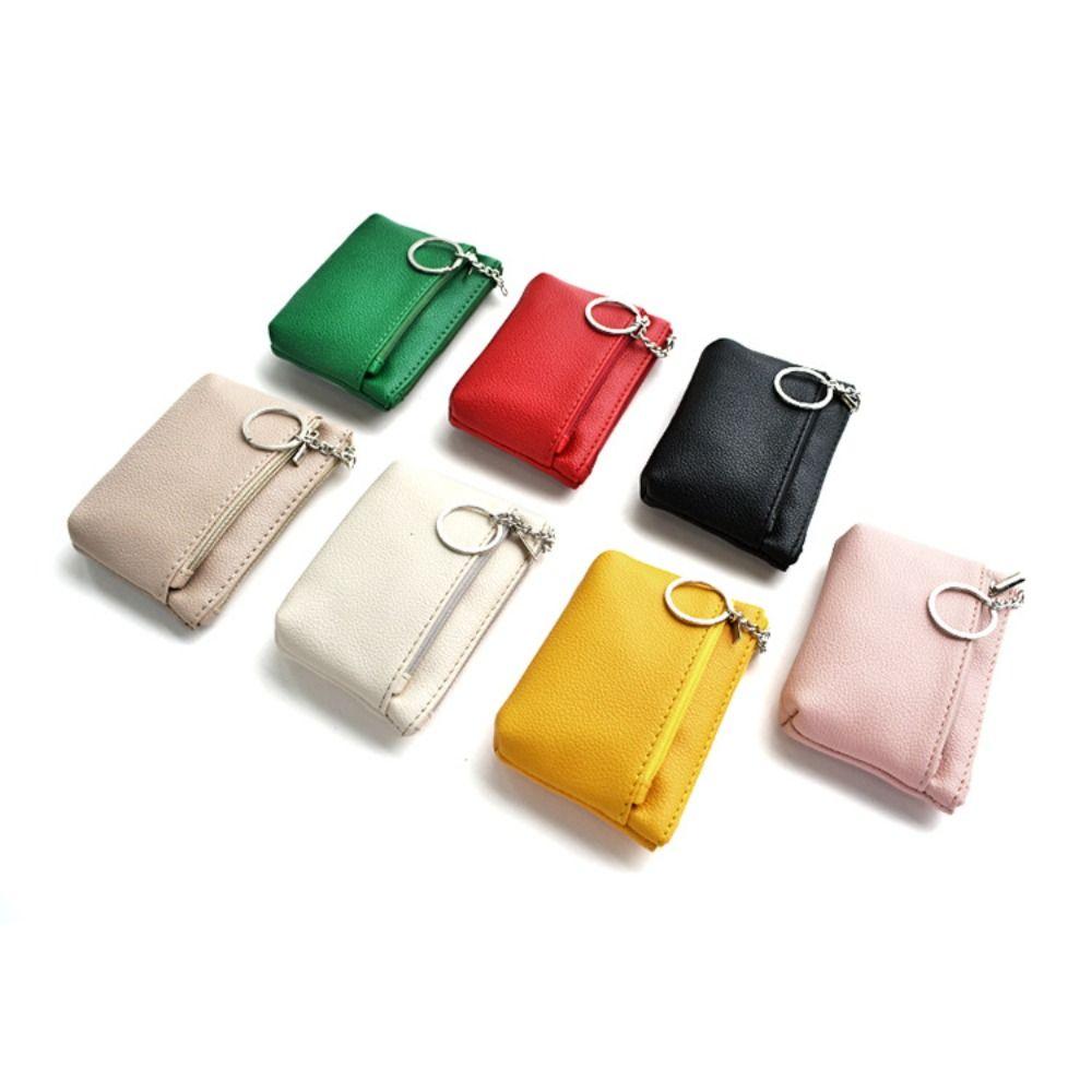 Pure Color Mini Change Purse Zipper Short Wallet Small PU Leather Coin Purse  Man