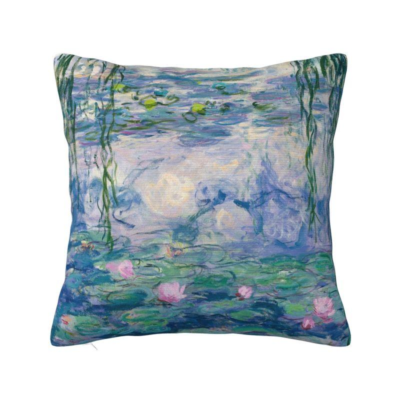

Custom Water Lilies Claude Monet Fine Art Pillow Case Home Luxury French Painter Art Cushion Decoration Salon Square Pillowcase 30x30cm 12x12in
