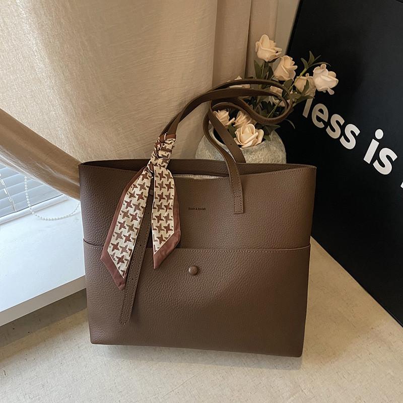Ribbon Decoration Single Shoulder Underarm Bag Solid Color Handbag Women Fashion