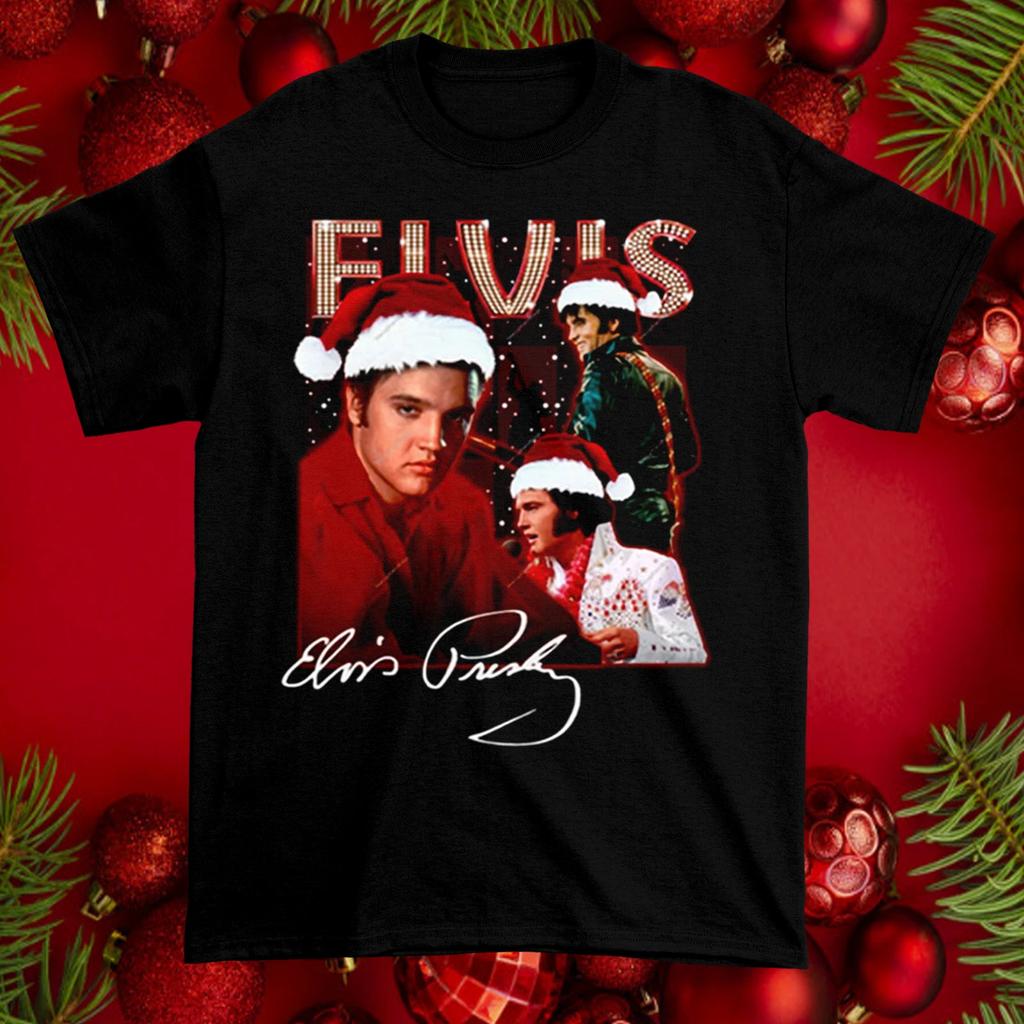 Elvis Presley Christmas Gift For Fan T-Shirt Black Full Size Gift Shirt FA1663