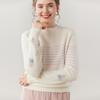 Women's Thickened Fleece Striped Knit Sweater - Light Luxury Autumn/Winter Round Neck Top