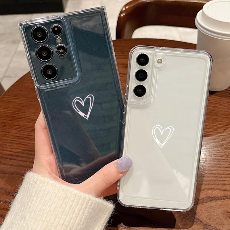 Small Hearts Pattern Phone Case For Samsung Galaxy S26 S25 S24 S23 Ultra S22 Plus S24 S21 FE S25 Edge Transparent TPU Soft Cover