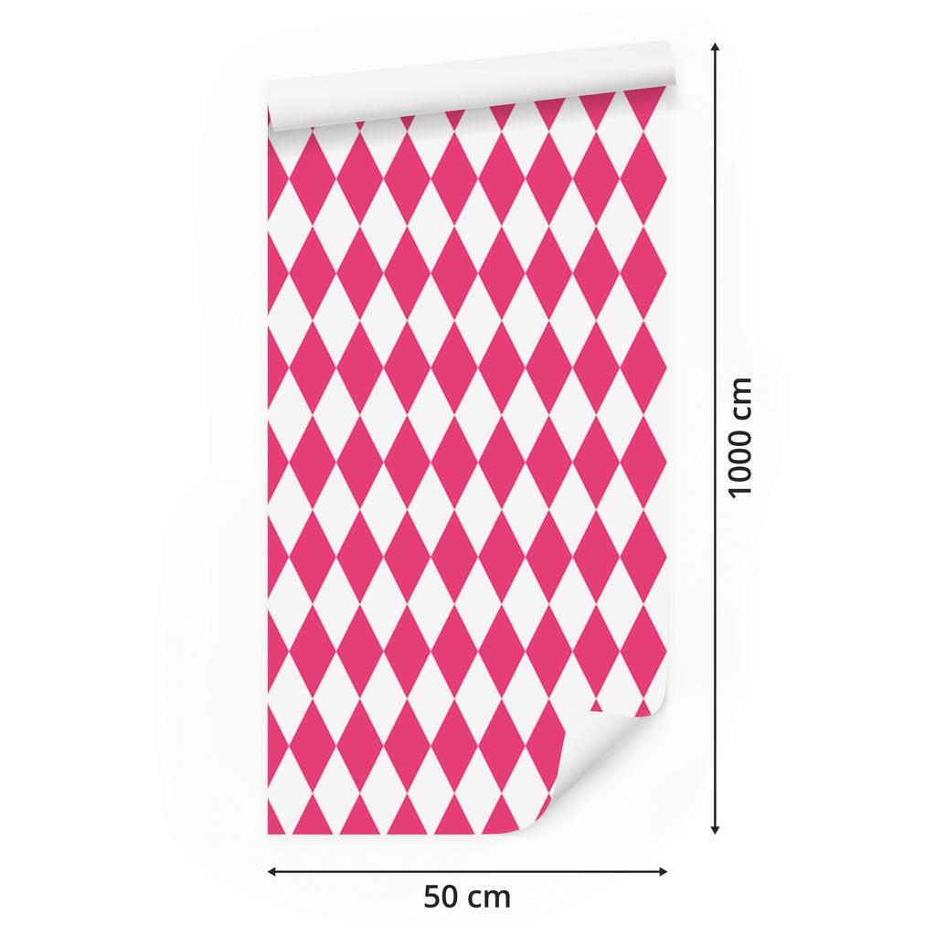 Harlequin Diamonds Wallpaper Powder Pink, White and Pink 50x1000