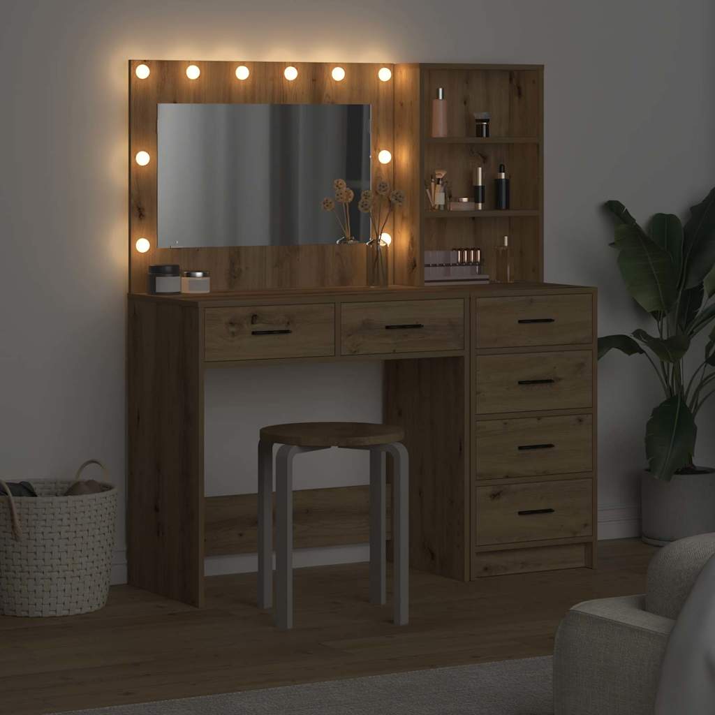 Makeup Table with Shelf Brown 78.5 X 41 X 135 Cm Engineered Wood